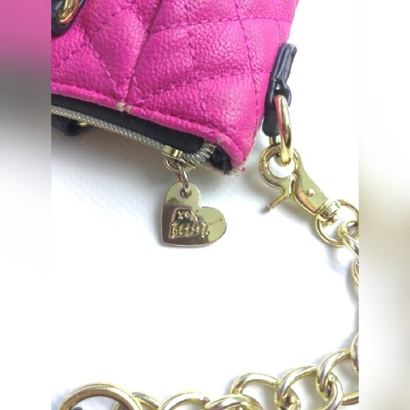 Betsey Johnson Womens Pink Quilted Shoulder Bag - Picture 11 of 14